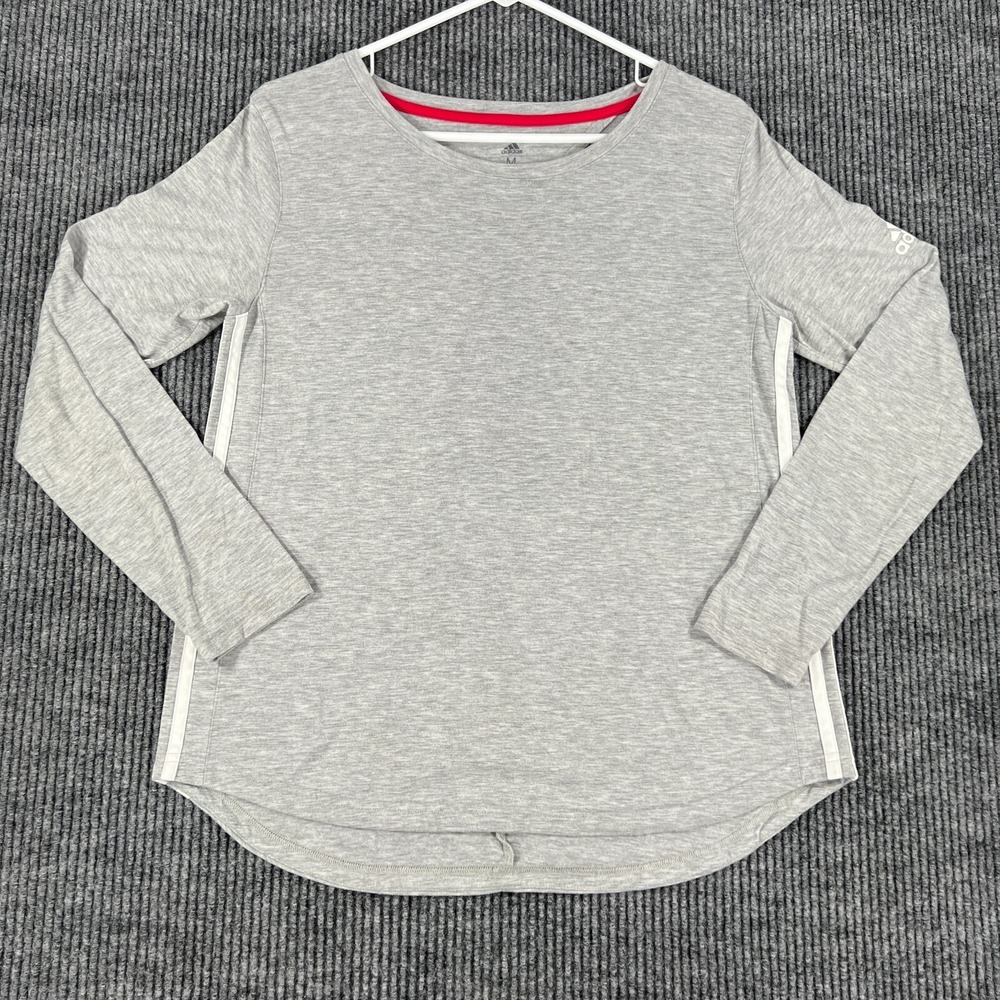 Adidas‎ Shirt Climalite Womens Size Medium Gray Long Sleeve Activewear Gym